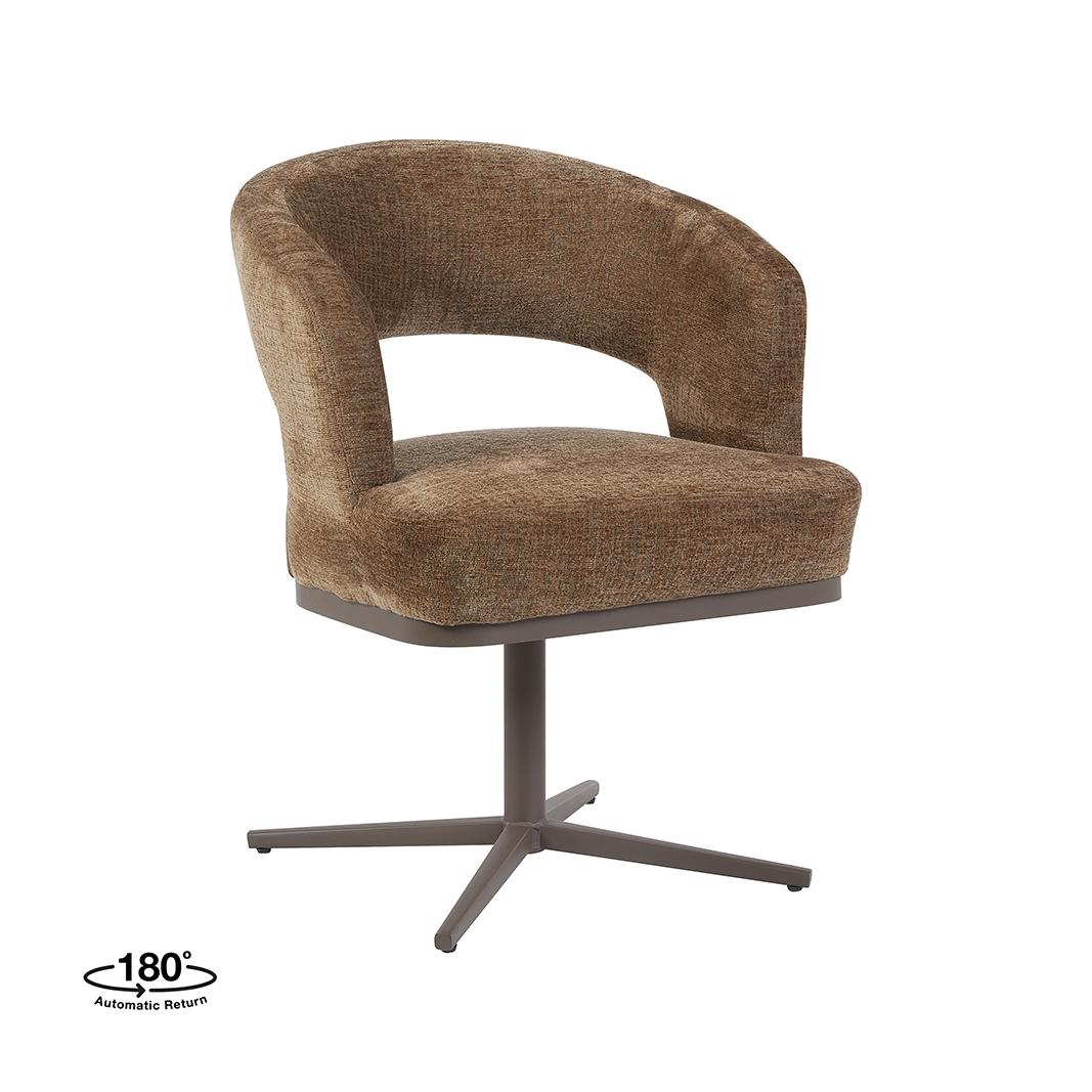  Eetkamerstoel Monaco - Taupe - Geweven - Taupe Metalen Frame afbeelding 1