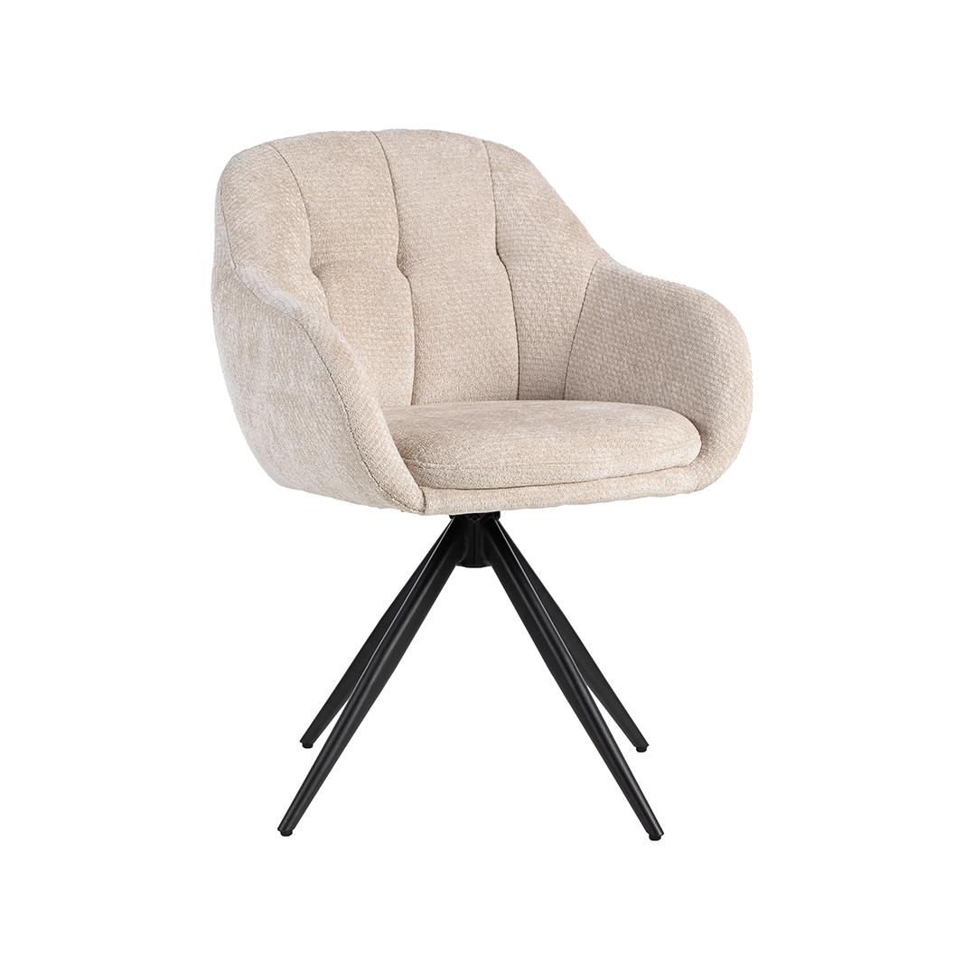  Eetkamerstoel Esma - Naturel - Elite - Zwart Metalen Frame afbeelding 1