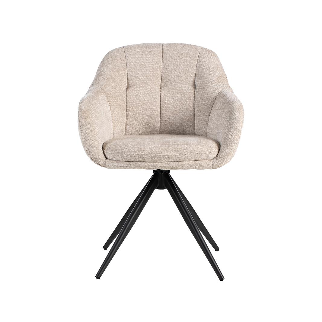  Eetkamerstoel Esma - Naturel - Elite - Zwart Metalen Frame afbeelding 2