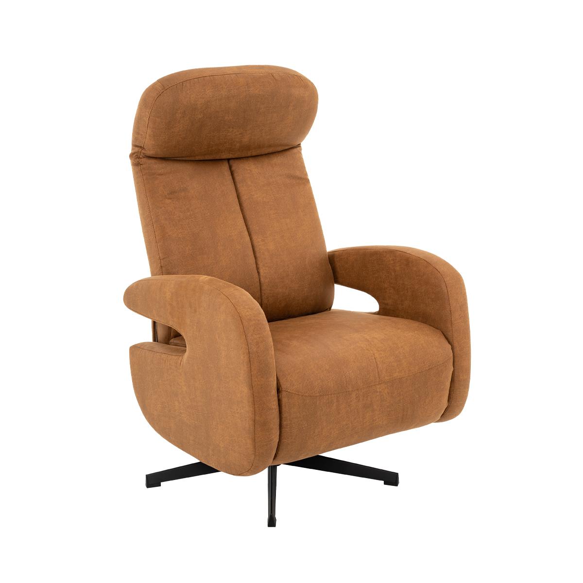  Fauteuil Esbjerg - Cognac - Micro Suede - Manueel Verstelbaar afbeelding 1