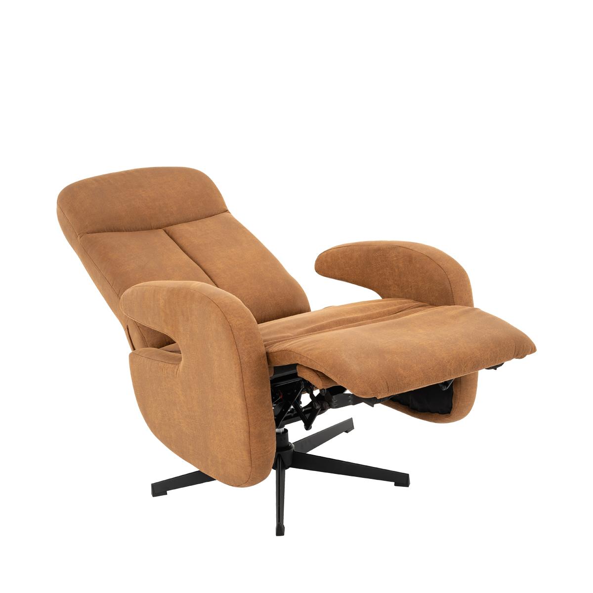  Fauteuil Esbjerg - Cognac - Micro Suede - Manueel Verstelbaar afbeelding 2