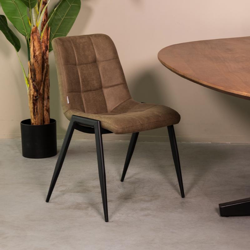  Eetkamerstoel Noor - Moss - Micro Suede - Zwart Metalen Frame afbeelding 1