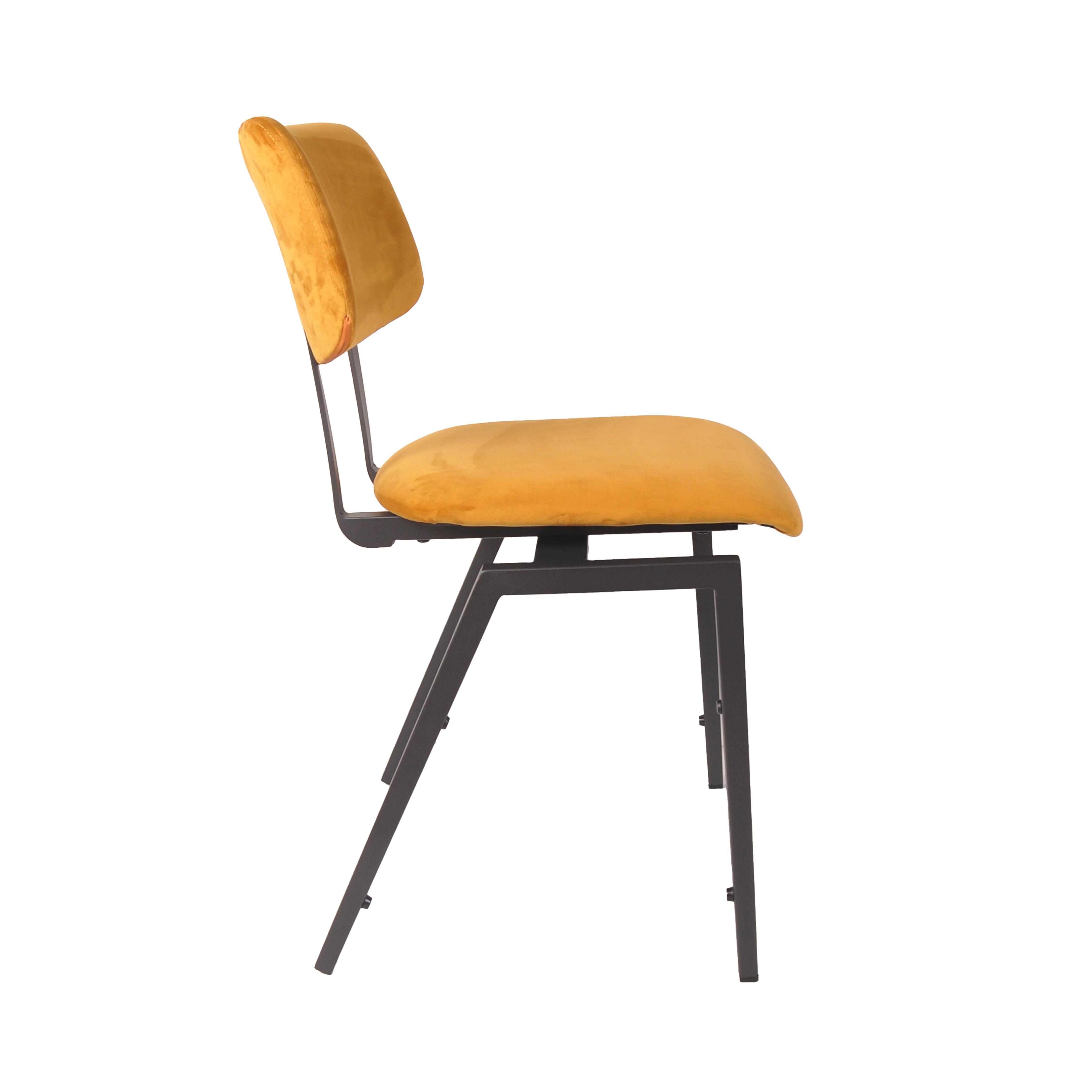  I_Stapelbare Schoolstoel - Oker - Fluweel - Black Frame afbeelding 2