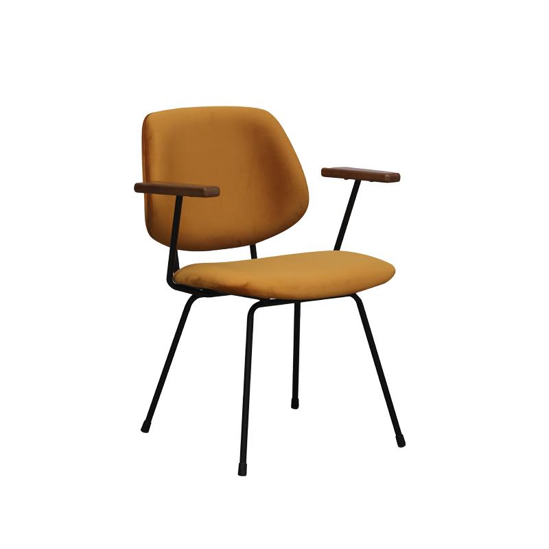  Eetkamerstoel Gastron - Oker - Fluweel - Zwart Metalen Frame afbeelding 1