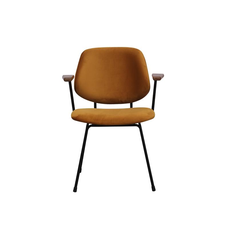  Eetkamerstoel Gastron - Oker - Fluweel - Zwart Metalen Frame afbeelding 2