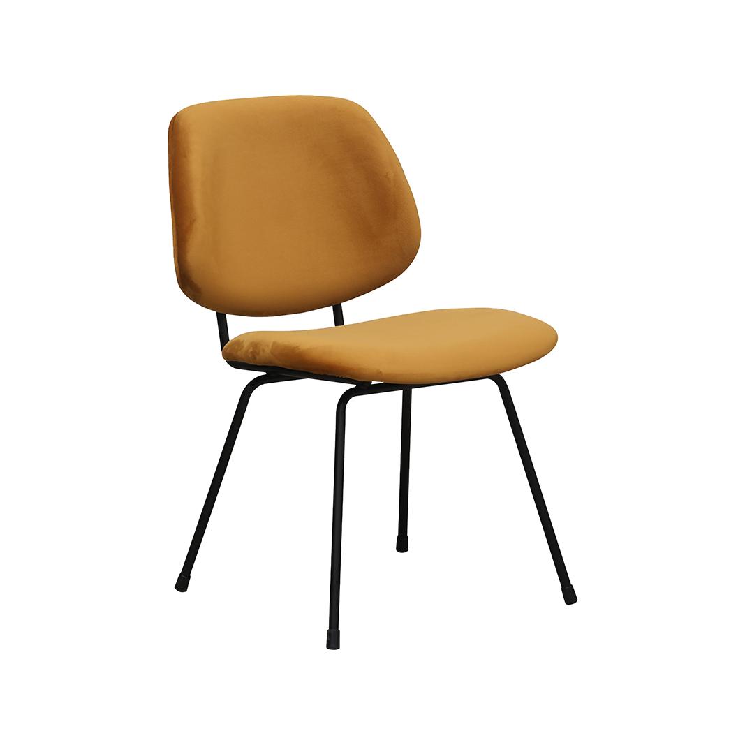  Eetkamerstoel Bello - Oker - Fluweel - Zwart Metalen Frame afbeelding 1