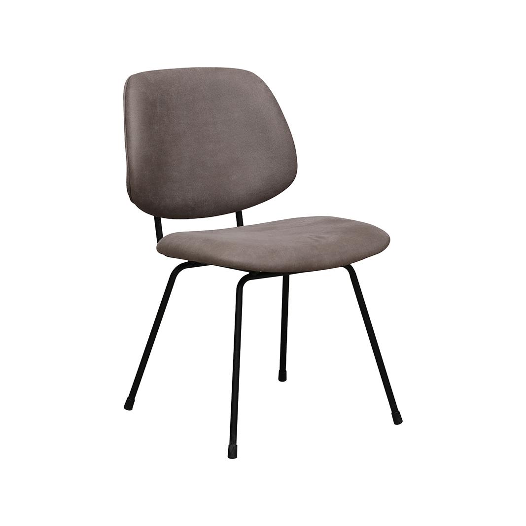  Eetkamerstoel Bello - Taupe - Micro Suede - Zwart Metalen Frame afbeelding 1