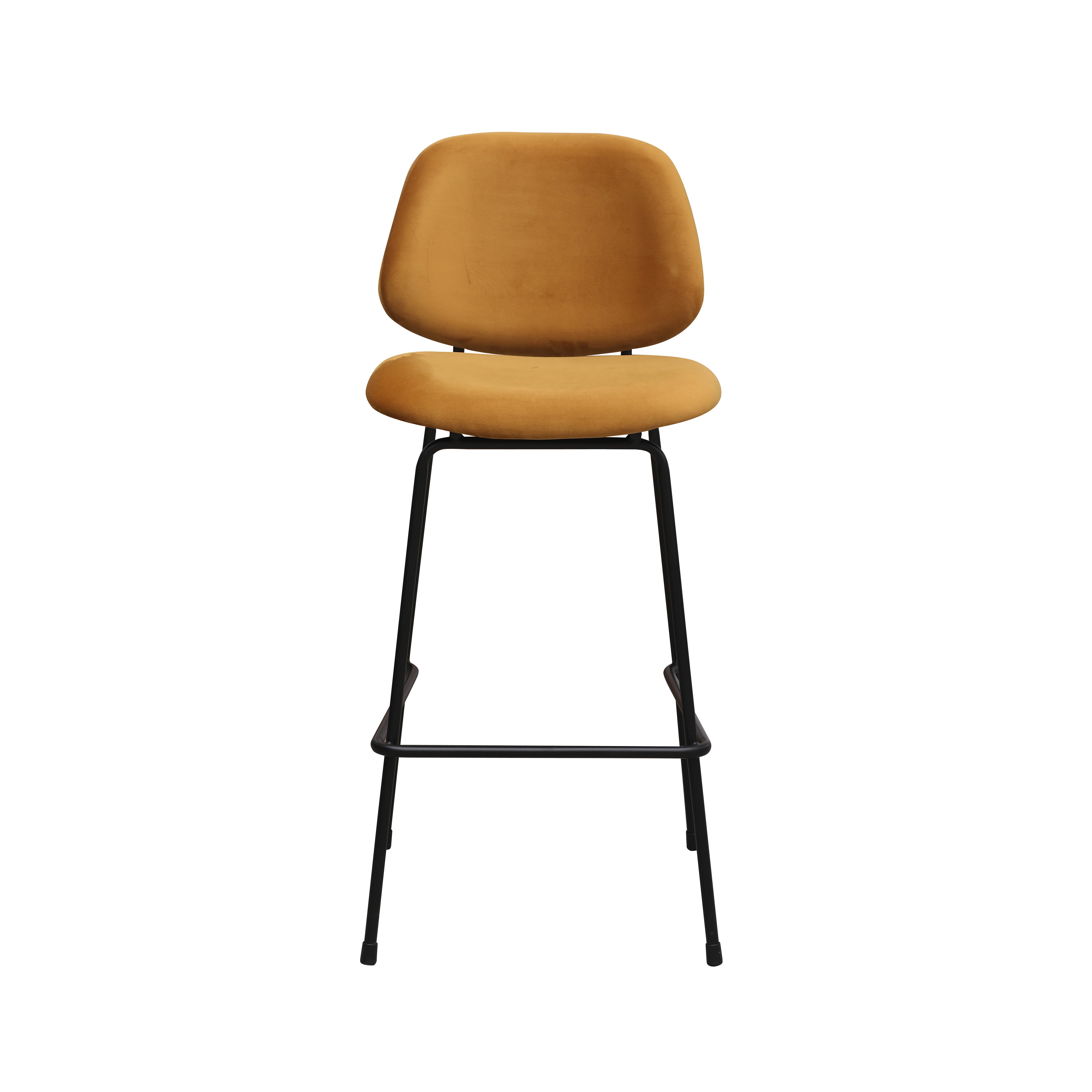  Barkruk Bello - Oker - Fluweel - Hoog afbeelding 1