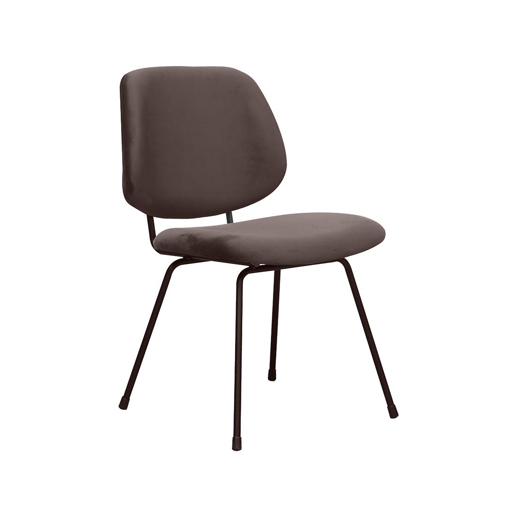  Eetkamerstoel Bello - Taupe - Fluweel - Zwart Metalen Frame afbeelding 1