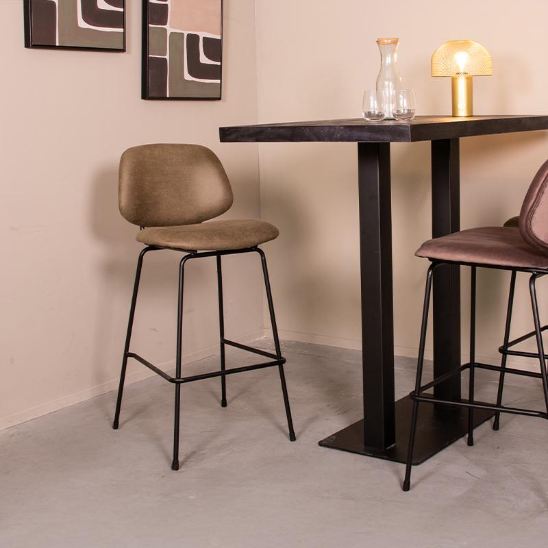  Barkruk Bello - Moss - Micro Suede - Hoog afbeelding 1