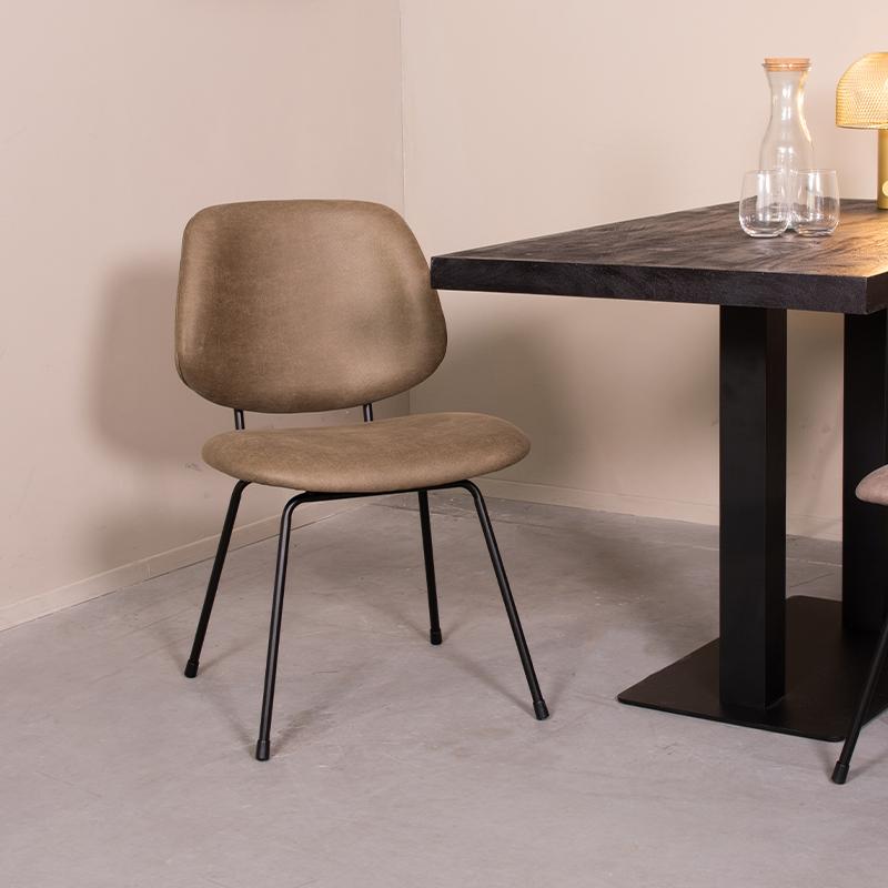 Eetkamerstoel Bello - Moss - Micro Suede - Zwart Metalen Frame afbeelding 1