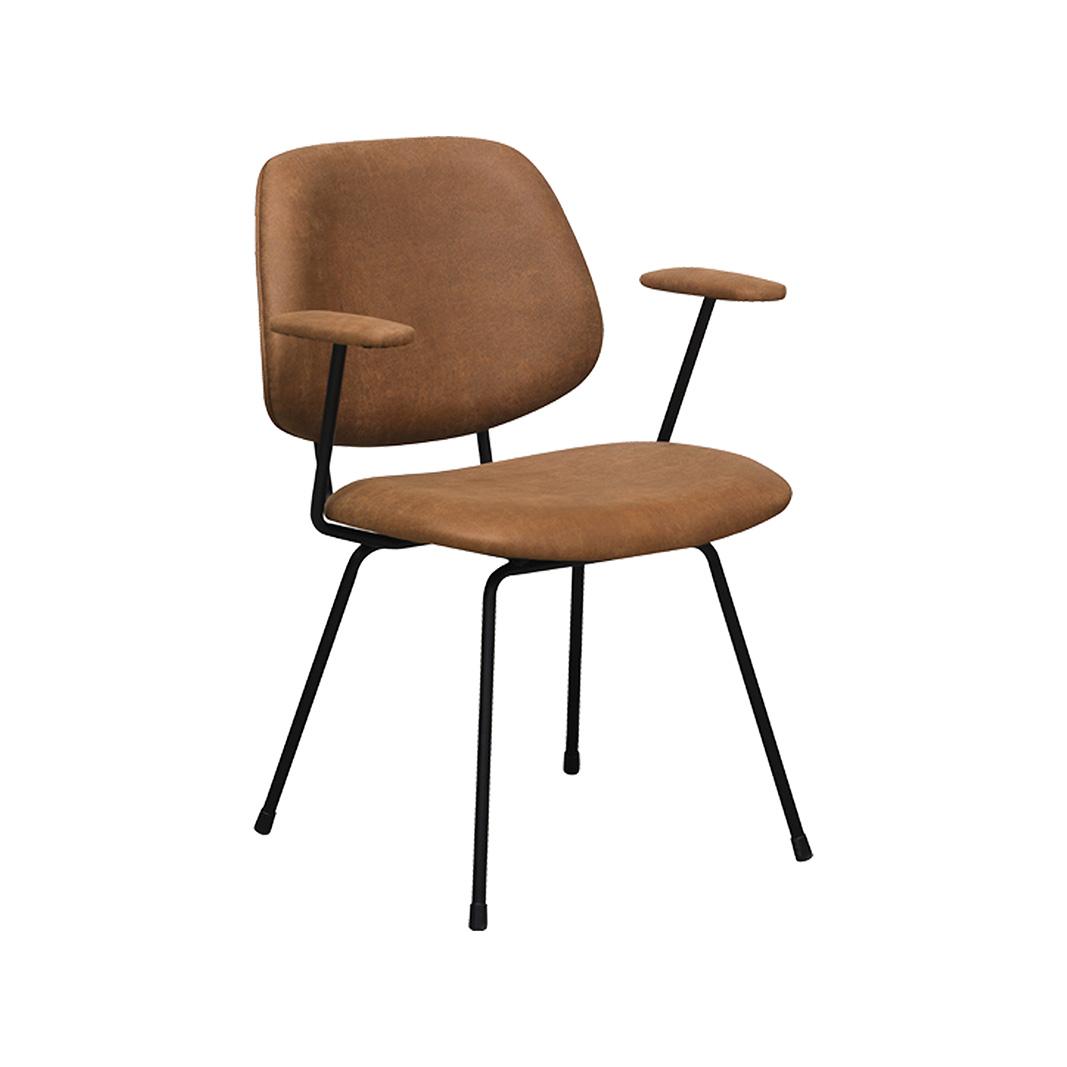  Eetkamerstoel Rivano - Cognac - Micro Suede - Zwart Metalen Frame afbeelding 2