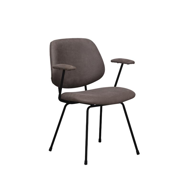  Eetkamerstoel Rivano - Taupe - Micro Suede - Zwart Metalen Frame afbeelding 2