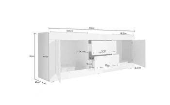 Tv meubel wit hoogglans 210 cm