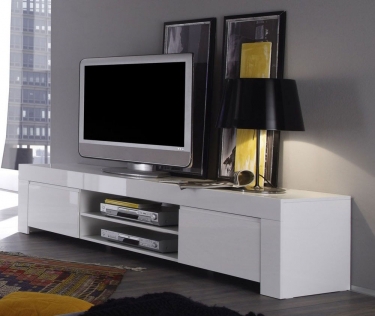 Tv lowboard hoogglans wit
