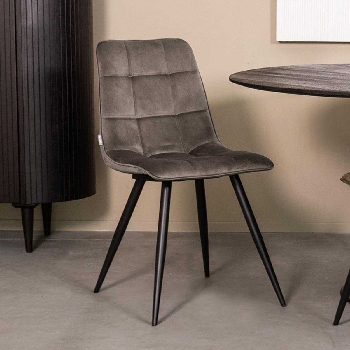  Eetkamerstoel Bistro - Taupe - Fluweel - Black Frame afbeelding 1