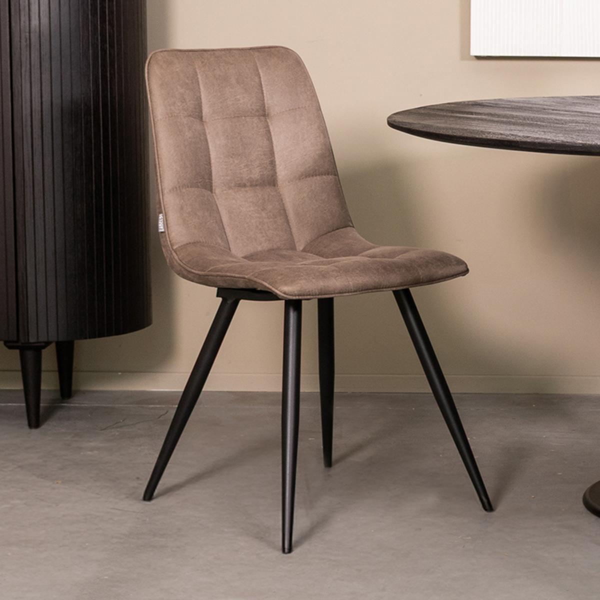  Eetkamerstoel Bistro - Taupe - Micro Suede - Black Frame afbeelding 1