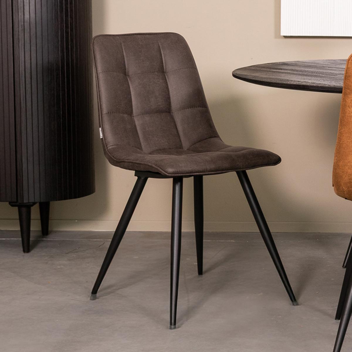  Eetkamerstoel Bistro - Antraciet - Micro Suede - Black Frame afbeelding 1