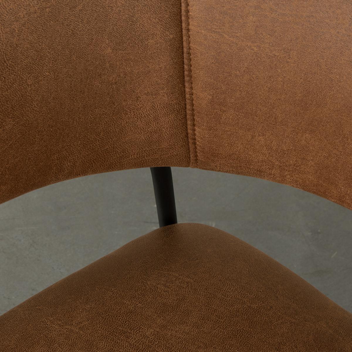 Eetkamerstoel Luuk - Cognac - Micro Suede - Black Frame afbeelding 5