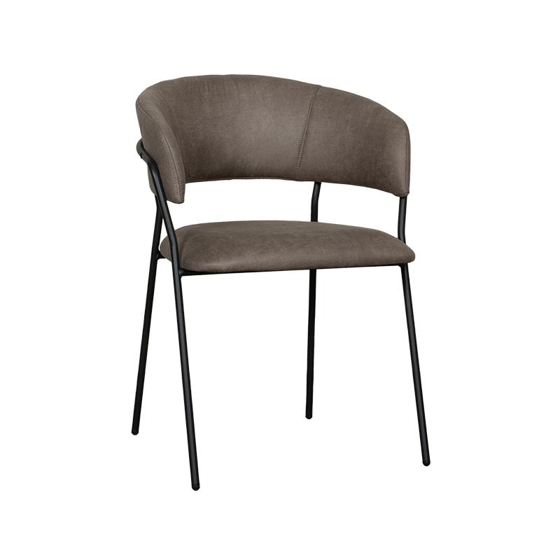  Eetkamerstoel Luuk - Taupe - Micro Suede - Black Frame afbeelding 2