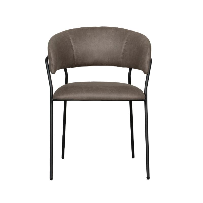  Eetkamerstoel Luuk - Taupe - Micro Suede - Black Frame afbeelding 4