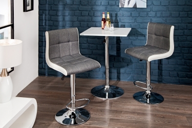Barkruk met blokmotief grijs/wit