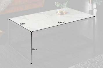 Salontafel keramiek wit marmer look 100 cm