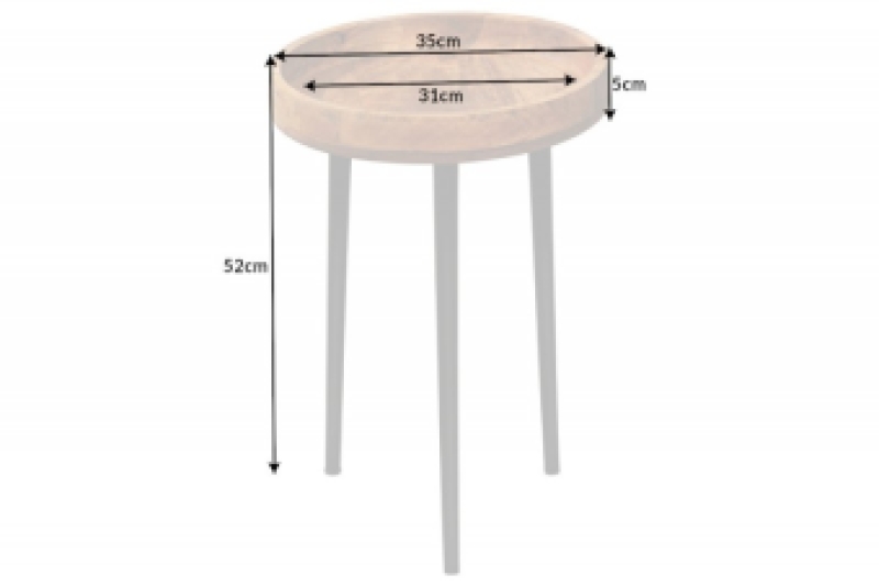 ronde bijzettafel mangohout 35 cm