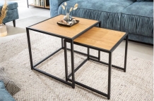 Bijzettafel set eiken zwart