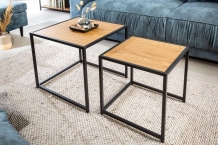 Bijzettafel set eiken zwart
