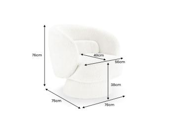 Draaibare fauteuil Bouclé wit