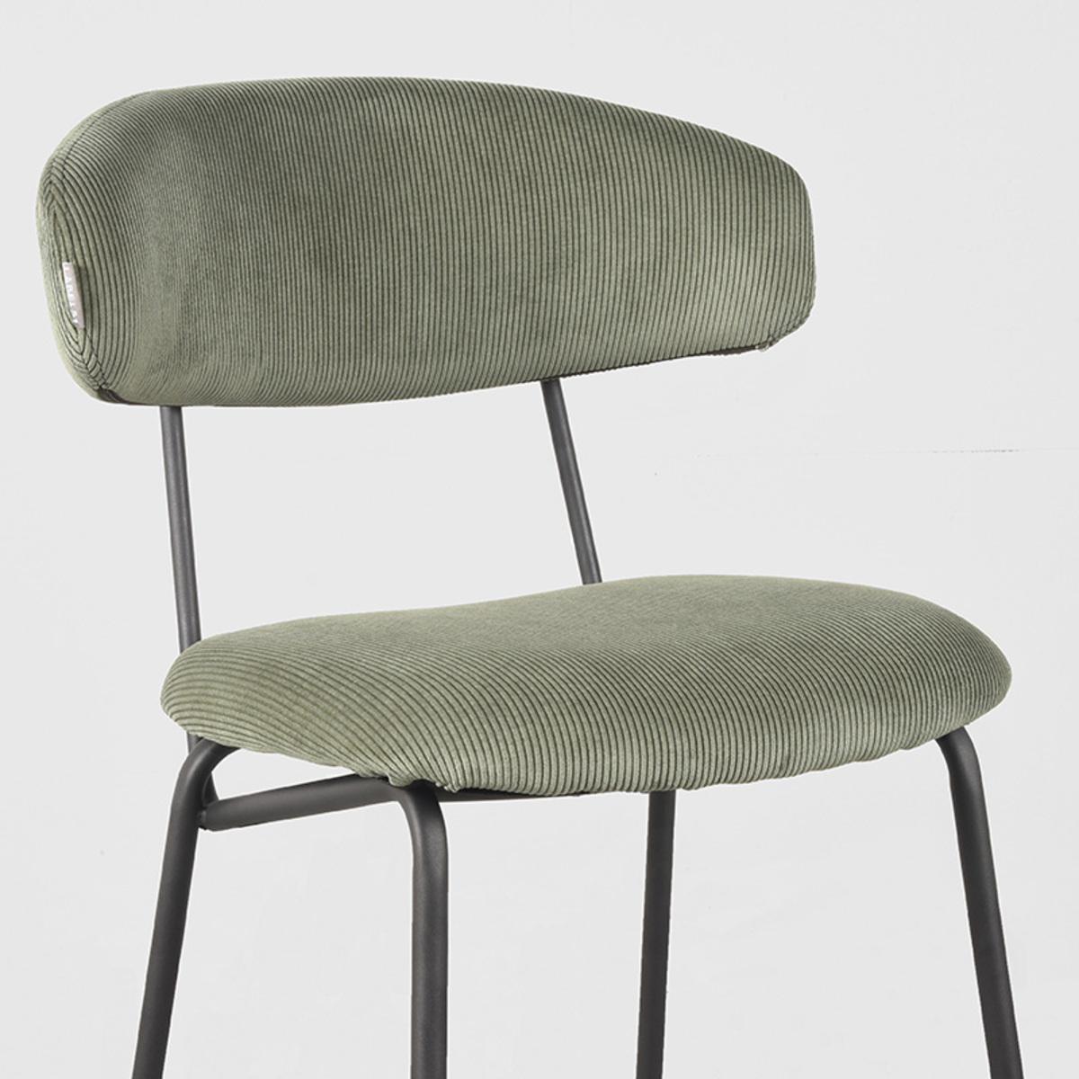  Eetkamerstoel Zack - Army green - Ribcord afbeelding 5