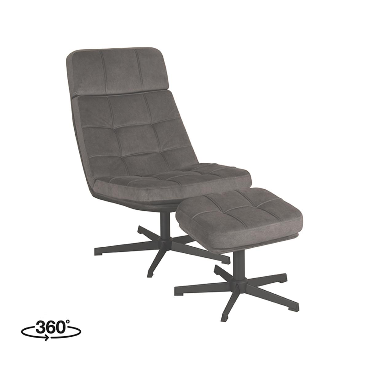  Fauteuil Alvar - Antraciet - Cosmo - Incl. Hocker afbeelding 1