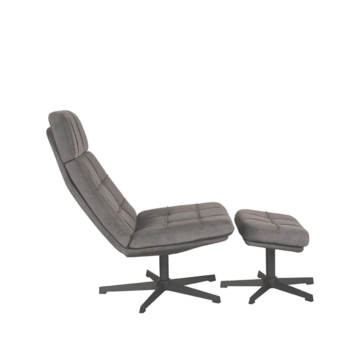  Fauteuil Alvar - Antraciet - Cosmo - Incl. Hocker afbeelding 4