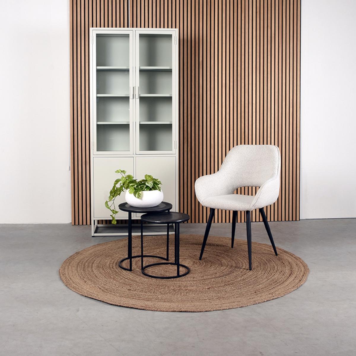  Eetkamerstoel Fer - Wit - Boucle afbeelding 6