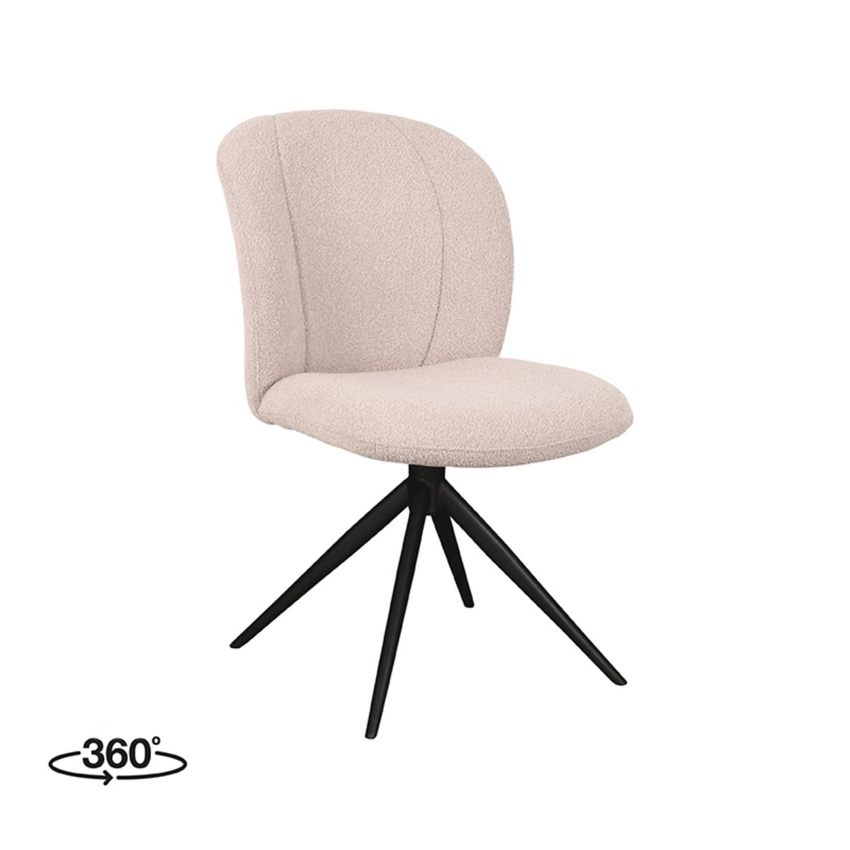  Eetkamerstoel Kimo - Naturel - Boucle - Zwart Onderstel afbeelding 1