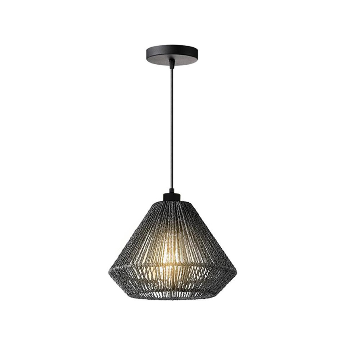  Hanglamp Ibiza Diamond 1-Lichts 25x25x150 cm - Zwart - Jute afbeelding 1