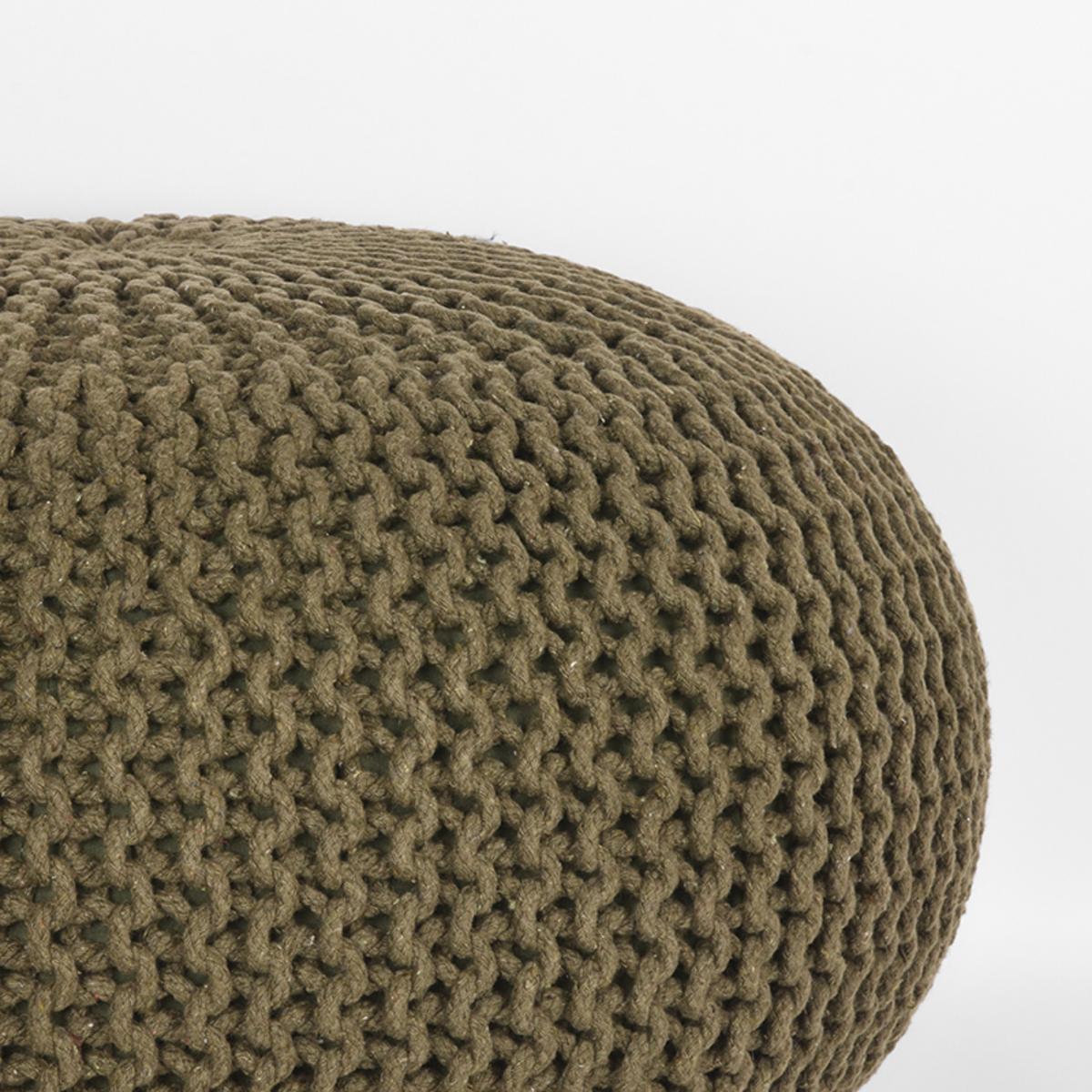  Poef Knitted - Army green - Katoen - L afbeelding 2