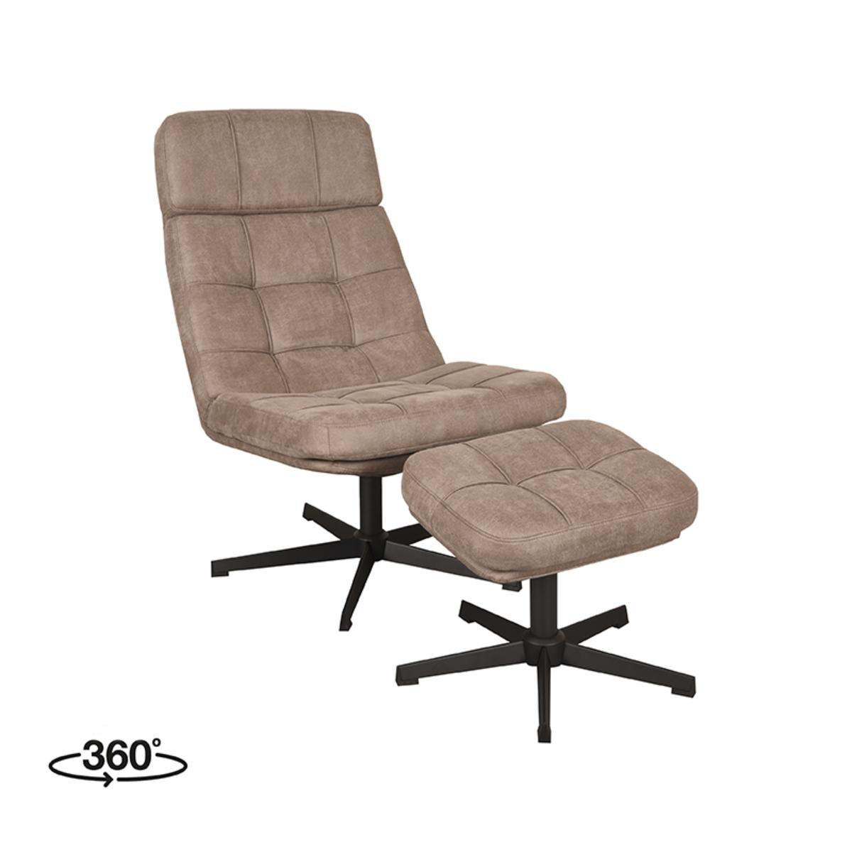  Fauteuil Alvar - Taupe - Boucle - Incl. Hocker afbeelding 1