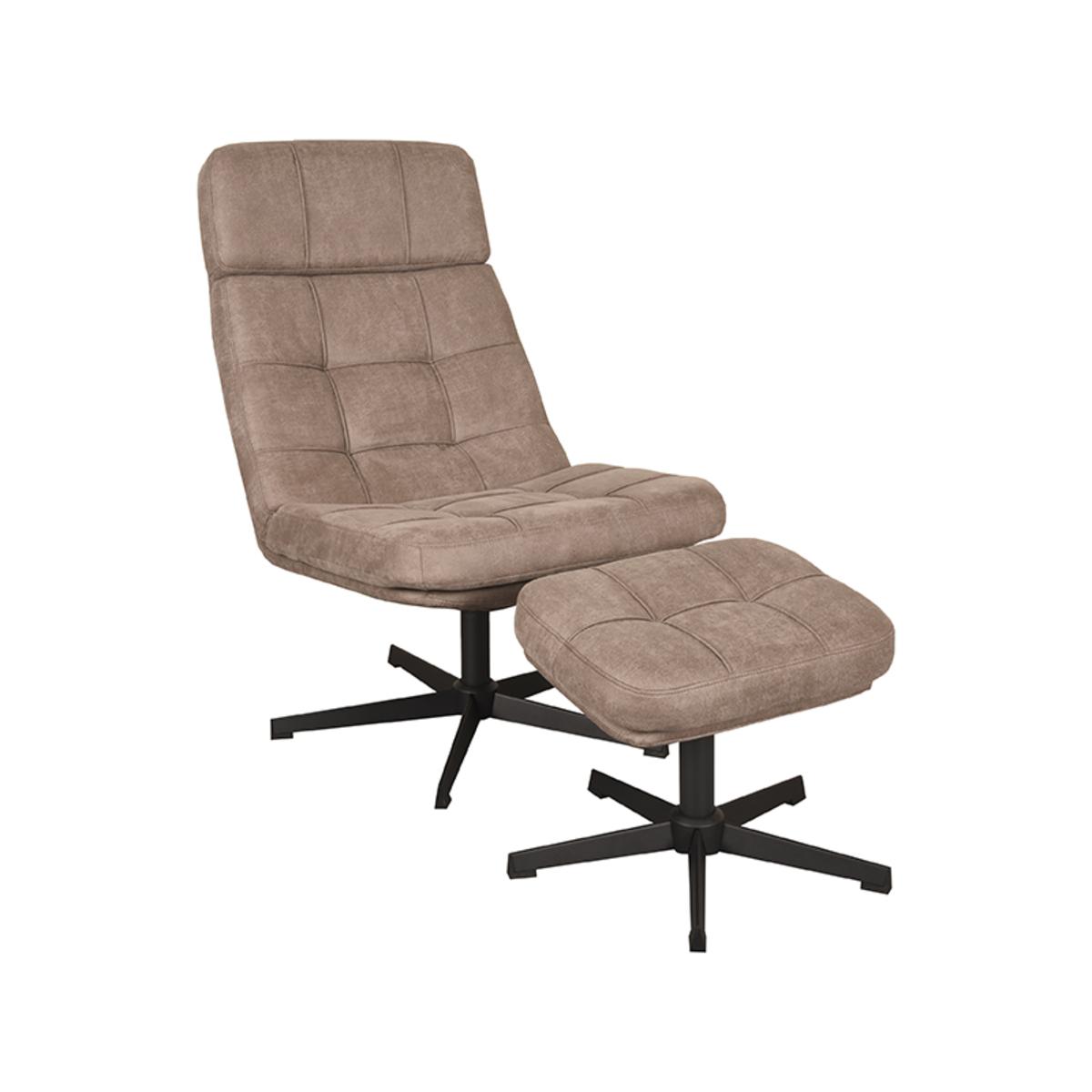  Fauteuil Alvar - Taupe - Boucle - Incl. Hocker afbeelding 2