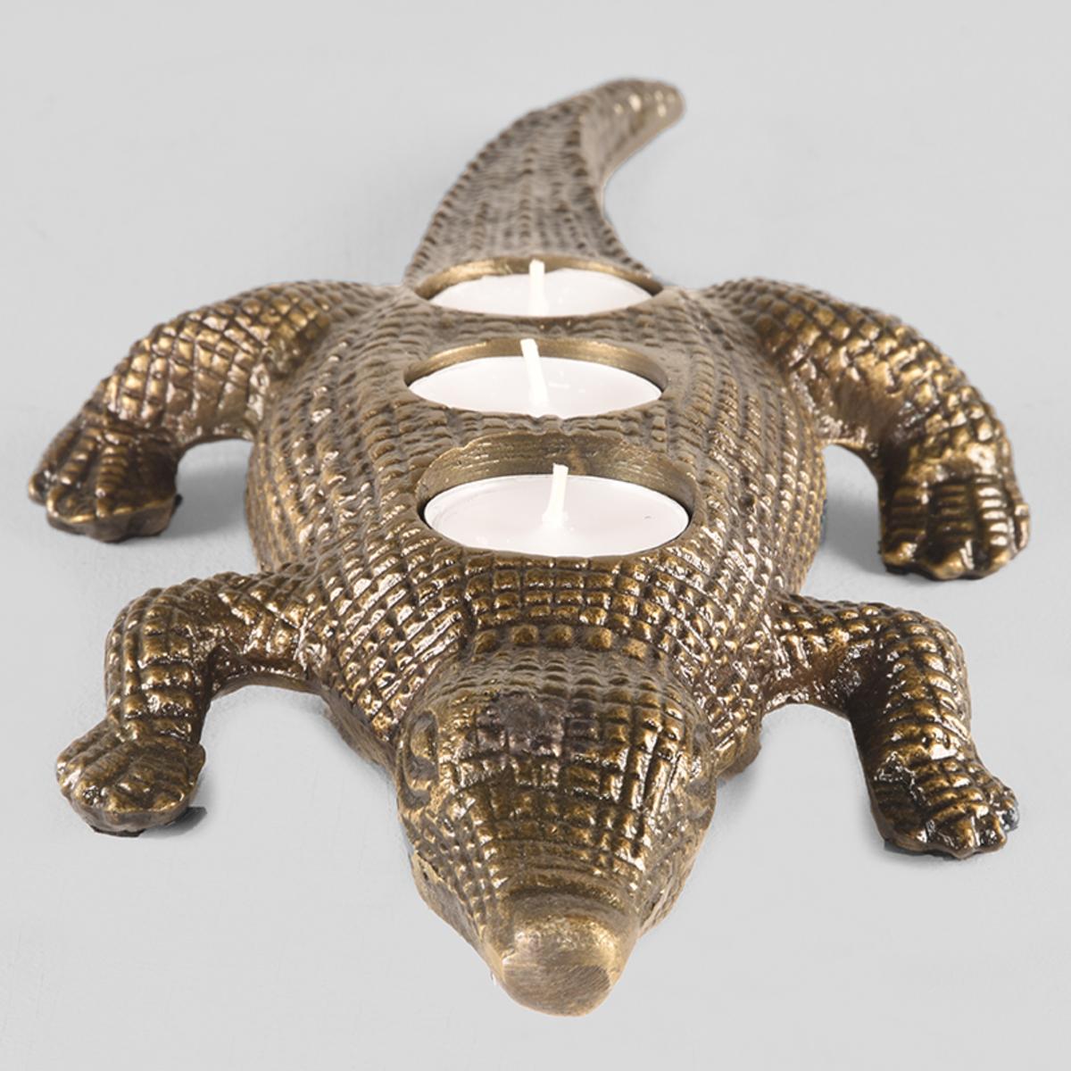  Krokodil - Antiek goud - Metaal afbeelding 5