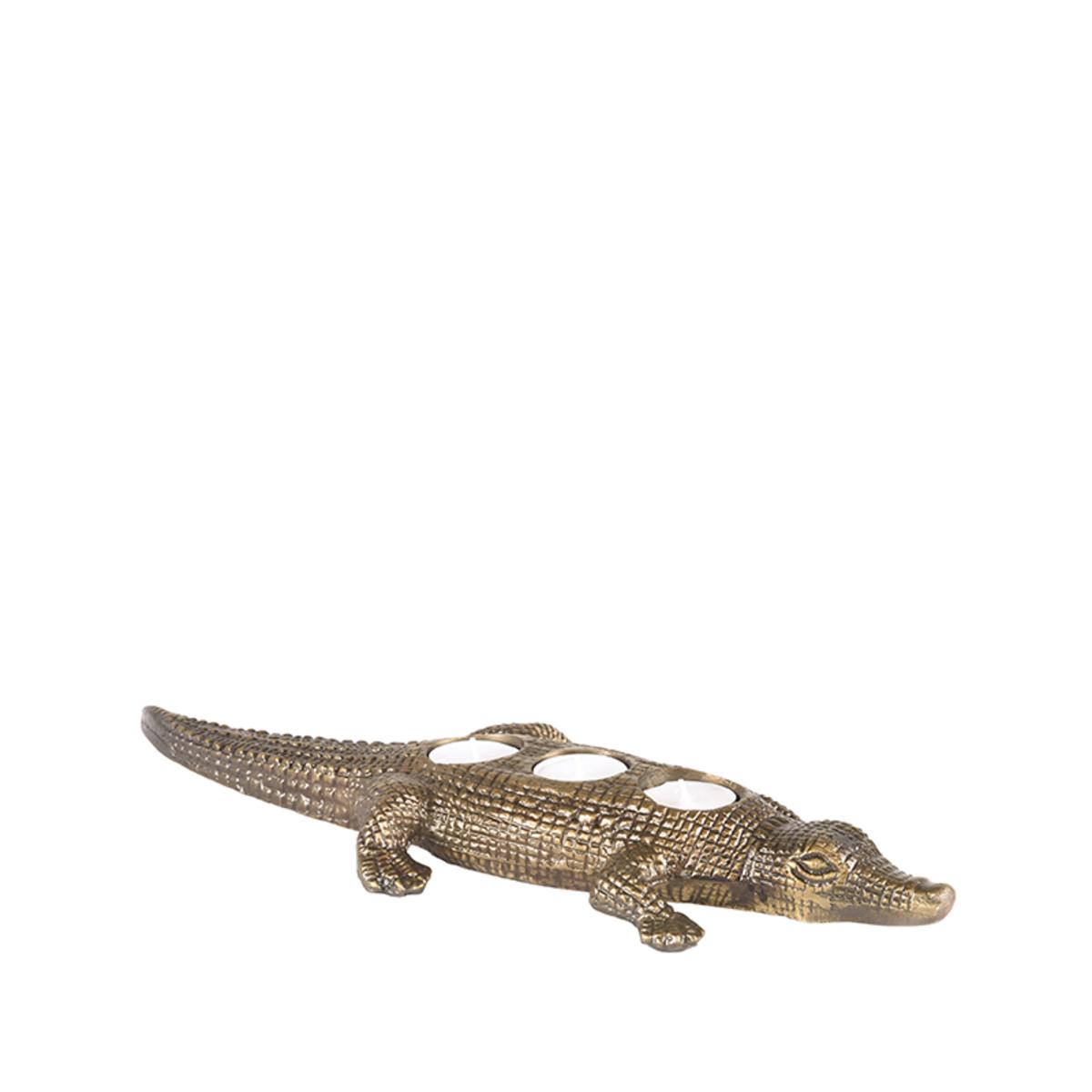  Krokodil - Antiek goud - Metaal afbeelding 1