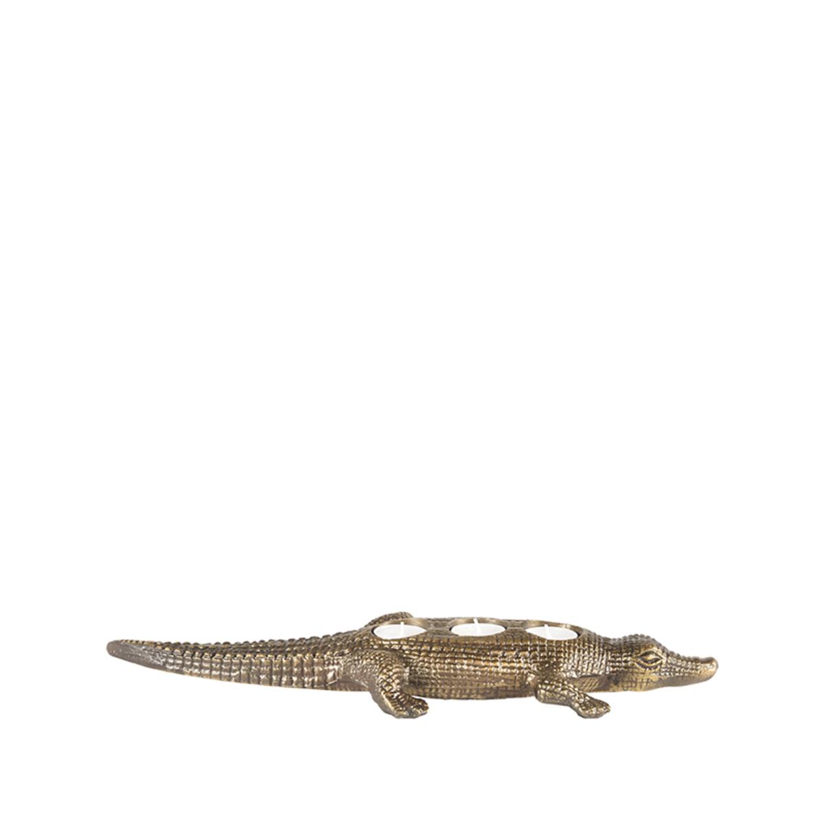  Krokodil - Antiek goud - Metaal afbeelding 3