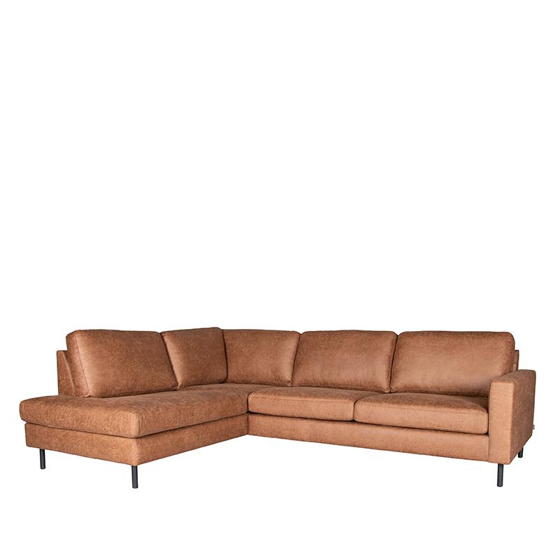  Hoekbank Genua - Cognac - Microfiber - Ottomane + 2,5-Zits afbeelding 1