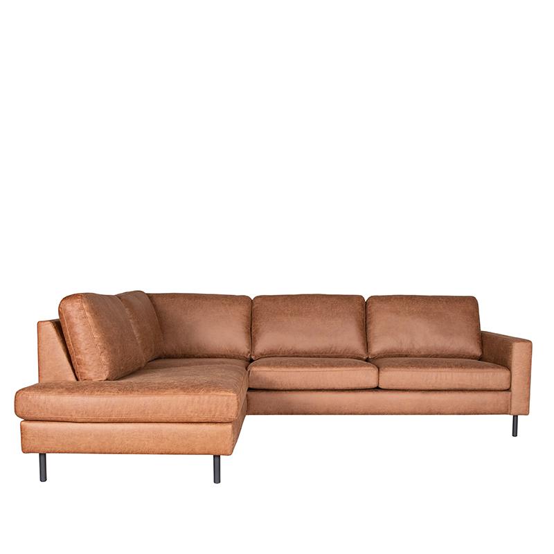  Hoekbank Genua - Cognac - Microfiber - Ottomane + 2,5-Zits afbeelding 2