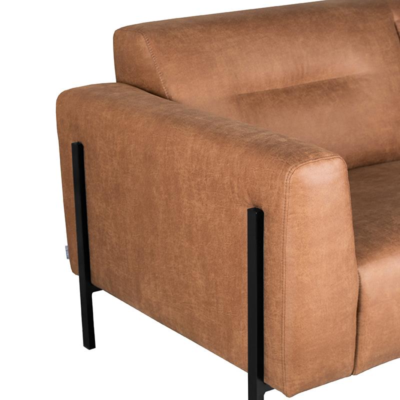  Bank Napoli 2.5-Zits + Ottomane - Cognac - Micro Suede afbeelding 5