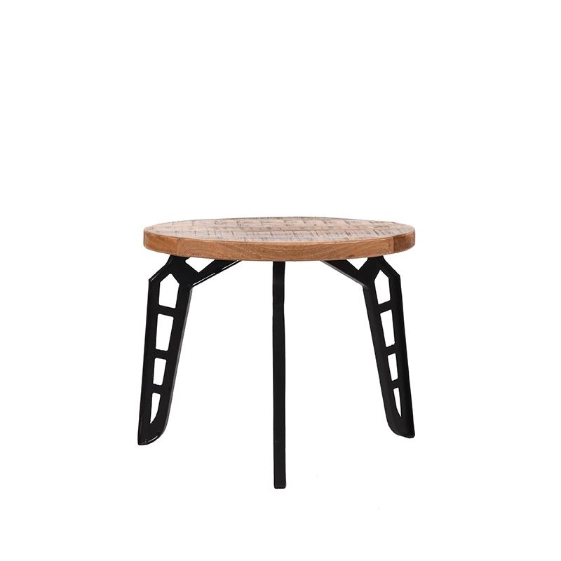  Bijzettafel Flintstone - Rough - Mangohout - Rond - 45 cm afbeelding 3