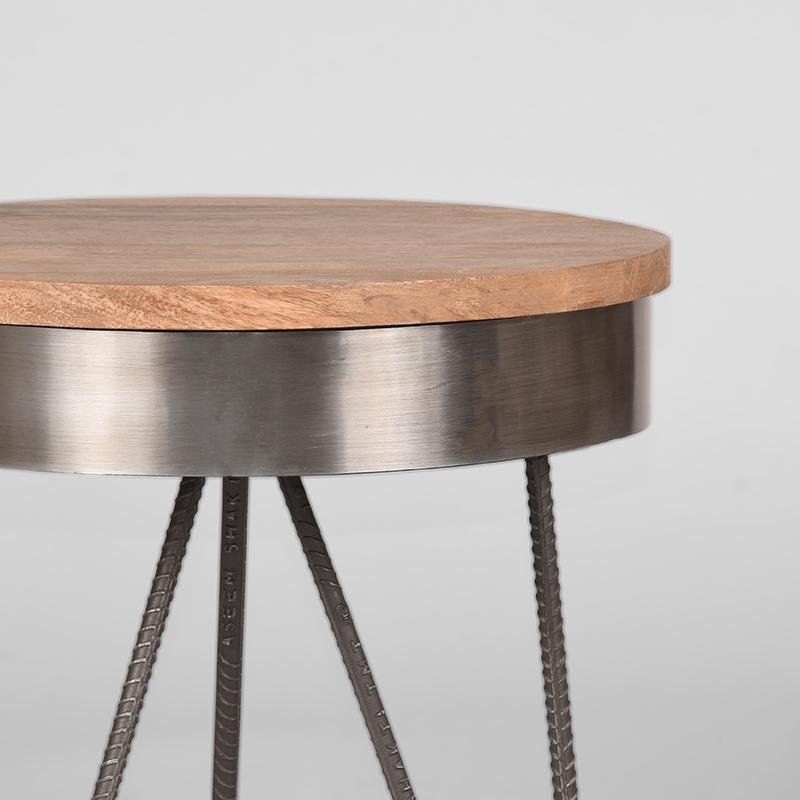  Bijzettafel Saran - Antiek grijs - Metaal - Rond - 44 cm afbeelding 4