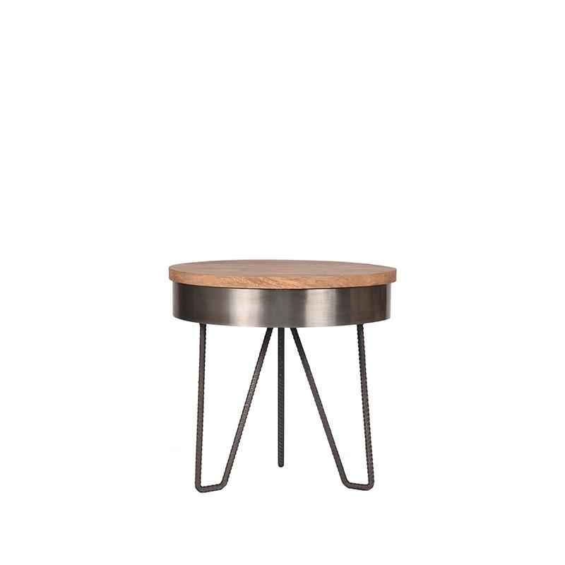  Bijzettafel Saran - Antiek grijs - Metaal - Rond - 44 cm afbeelding 1
