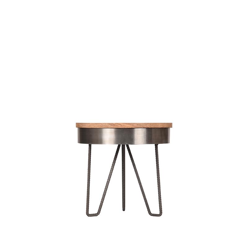  Bijzettafel Saran - Antiek grijs - Metaal - Rond - 44 cm afbeelding 2